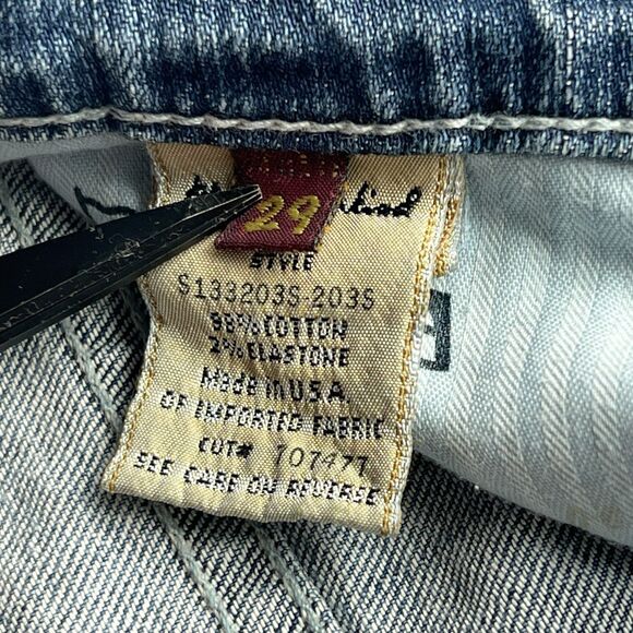 Y2K 7 for All Mankind Womens Jean Skirt Size 29 Button Fly Denim Pleated Raw Hem - Picture 8 of 16